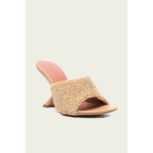 NEW AMINA MUADDI women's taylor raffia slippers in beige